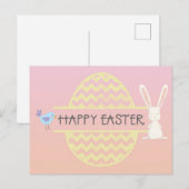 Happy Easter Bunny Egg & Bird Briefkaart (Voorkant / Achterkant)