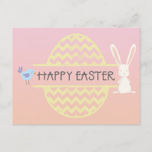 Happy Easter Bunny Egg & Bird Briefkaart
