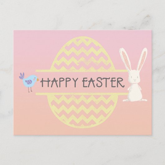 Happy Easter Bunny Egg & Bird Briefkaart (Voorkant)