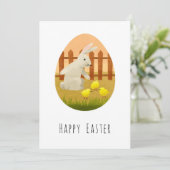 Happy Easter Bunny Egg Chicken Feestdagenkaart (Staand voorkant)