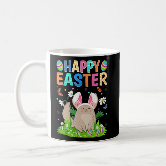 Happy Easter Bunny Egg Funny Chinchilla Easter Sun Koffiemok (Links)
