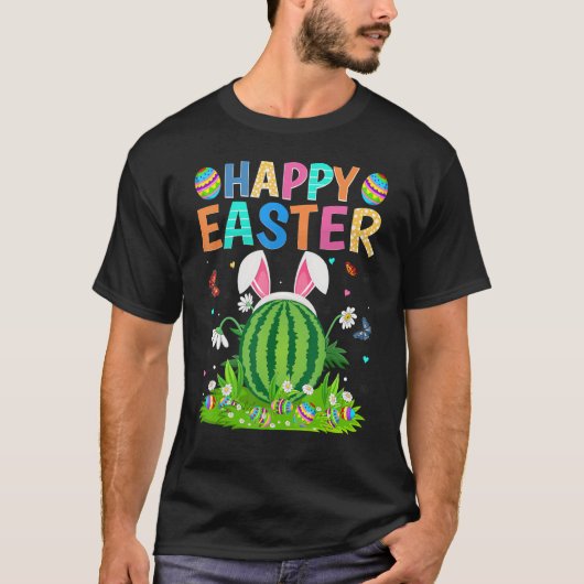 Happy Easter Bunny Egg Funny Watermelon Easter Sun T-shirt (Voorkant)