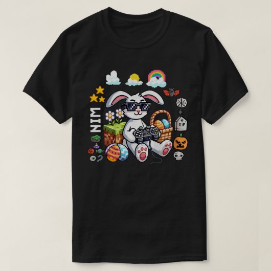 Happy Easter Bunny Egg Gamer Halloween Gaming T-shirt (Design voorkant)