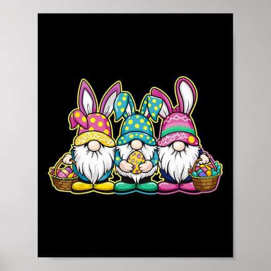 Happy Easter Bunny Egg Hunting en Bysket Gnome Ea Poster (Voorkant)
