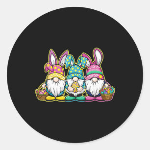 Happy Easter Bunny Egg Hunting en Bysket Gnome Ea Ronde Sticker
