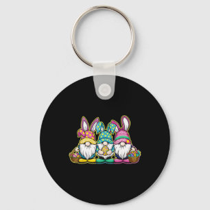 Happy Easter Bunny Egg Hunting en Bysket Gnome Ea Sleutelhanger