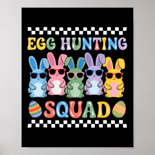 Happy Easter Bunny Egg Hunting Squad Crew Familie Poster (Voorkant)