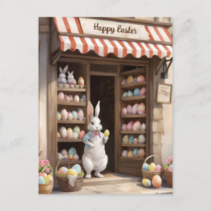 Happy Easter Bunny Egg Market Waterverf Feestdagenkaart
