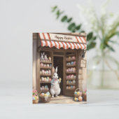 Happy Easter Bunny Egg Market Waterverf Feestdagenkaart (Staand voorkant)