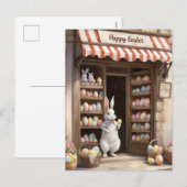 Happy Easter Bunny Egg Market Waterverf Feestdagenkaart (Voorkant / Achterkant)