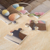 Happy Easter Bunny Egg Market Waterverf Legpuzzel (Zijkant)