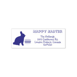Happy Easter Bunny & Egg Return Address Zelfinktende Stempel