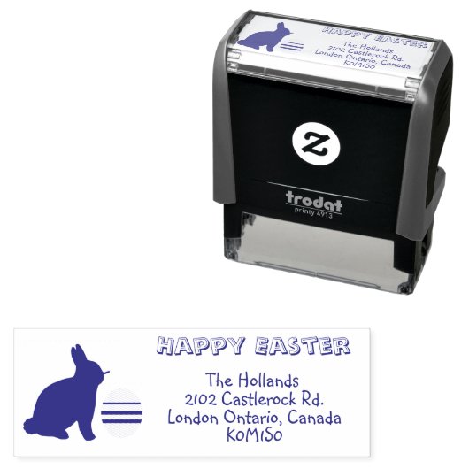 Happy Easter Bunny & Egg Return Address Zelfinktende Stempel (In situ)