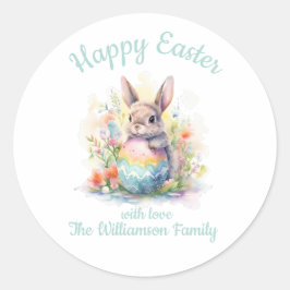 Happy Easter Bunny Egg Schattigee Vintage Ronde Sticker