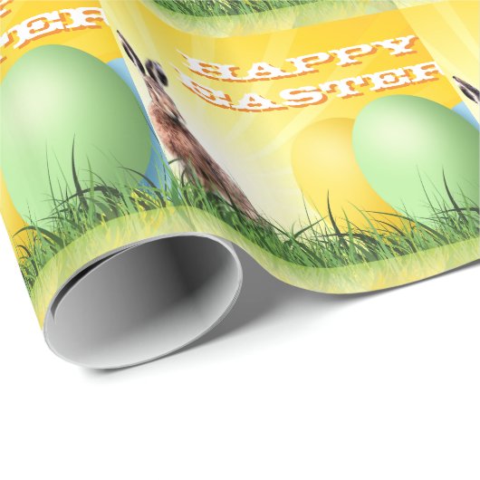 HAPPY EASTER - Bunny & Eggs Cadeaupapier (Rol Hoek)