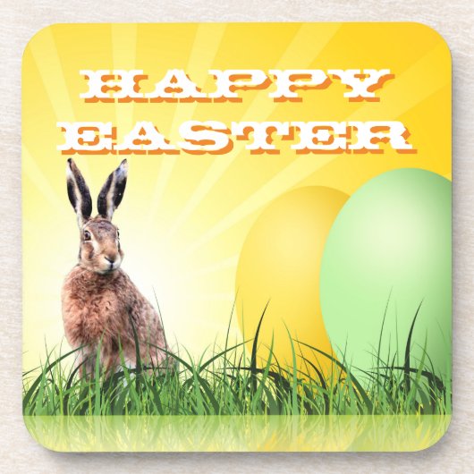 HAPPY EASTER - Bunny & Eggs Drankjes Onderzetter (Voorkant)