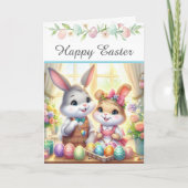 Happy Easter Bunny & Eggs Greeting  Feestdagen Kaart (Voorkant)