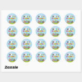 Happy Easter Bunny Eggs Ronde Sticker (Vel)