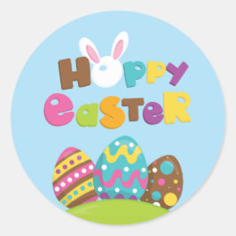 Happy Easter Bunny Eggs Ronde Sticker