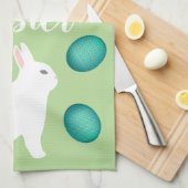 Happy Easter Bunny & Eggs Theedoek (Quarter Fold)