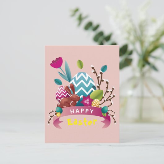 Happy Easter bunny, eierontwerp Briefkaart (Staand voorkant)