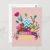 Happy Easter bunny, eierontwerp Briefkaart (Voorkant / Achterkant)