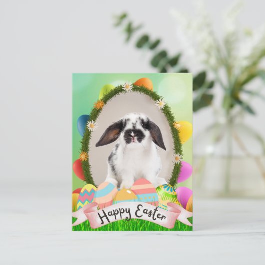 Happy Easter bunny, eierontwerp Briefkaart (Staand voorkant)
