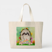 Happy Easter bunny, eierontwerp Grote Tote Bag (Achterkant)