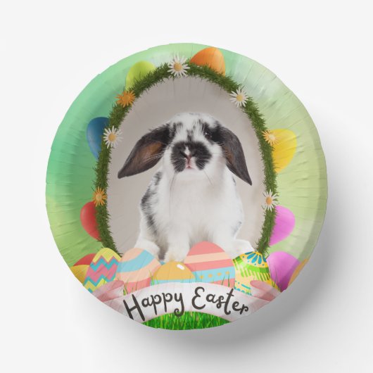 Happy Easter bunny, eierontwerp Papieren Kommen (Voorkant)