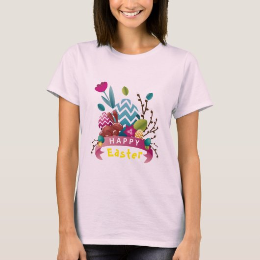 Happy Easter bunny, eierontwerp T-shirt (Voorkant)