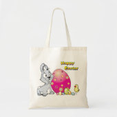 Happy Easter Bunny en Baby Chick Tote Bag (Voorkant)