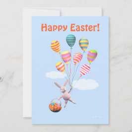 Happy Easter Bunny en Ballonnen Flat Feestdagenkaart