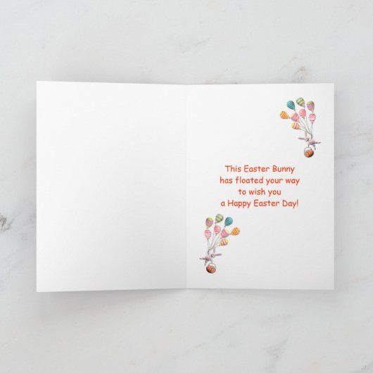 Happy Easter Bunny en Balloons Feestdagen Kaart (Binnen)