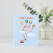 Happy Easter Bunny en Balloons Feestdagenkaart (Staand voorkant)