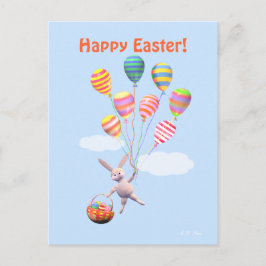 Happy Easter Bunny en Balloons Feestdagenkaart