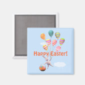 Happy Easter Bunny en Balloons Magneet (Voorkant / Achterkant)