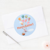 Happy Easter Bunny en Balloons Ronde Sticker (Envelop)