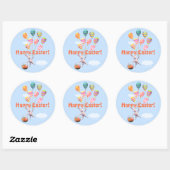 Happy Easter Bunny en Balloons Ronde Sticker (Vel)