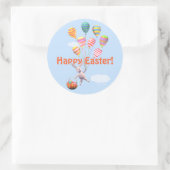Happy Easter Bunny en Balloons Ronde Sticker (Tas)