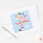 Happy Easter Bunny en Balloons Vierkante Sticker (Envelop)