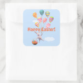Happy Easter Bunny en Balloons Vierkante Sticker (Tas)