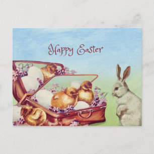 Happy Easter Bunny en Chicken Feestdagenkaart