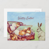 Happy Easter  Bunny en Chicken Feestdagenkaart (Voorkant / Achterkant)