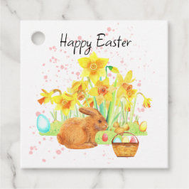 Happy Easter Bunny en Daffodils Bedankjes Labels