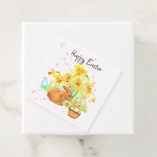 Happy Easter Bunny en Daffodils Bedankjes Labels (In situ)