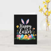 Happy Easter Bunny en Egg Hunt Schattige Konijn Kaart (Gele Bloem)