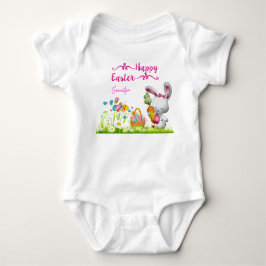 Happy Easter Bunny en Eggs Baby Girl op persoonlij Romper