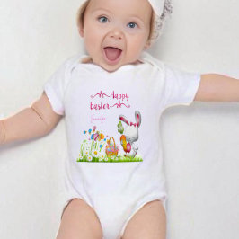 Happy Easter Bunny en Eggs Baby Girl op persoonlij Romper