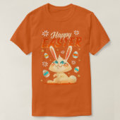 Happy Easter, Bunny en Eggs T-shirt (Design voorkant)