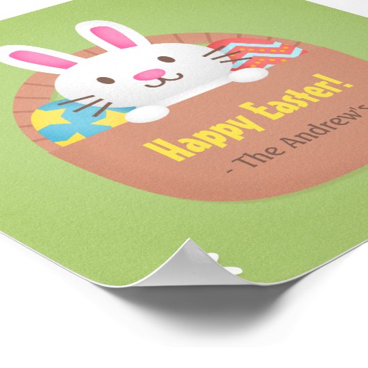 Happy Easter Bunny en Eggs Wall Decor Poster (Hoek)